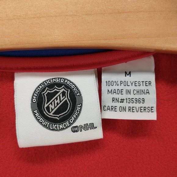NHL Boys Montreal Canadiens Full Zip Jacket Medium Red Blue Raglan Embroidered - Picture 11 of 14